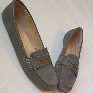 Lands End Gray Suede Penny Loafer Flats